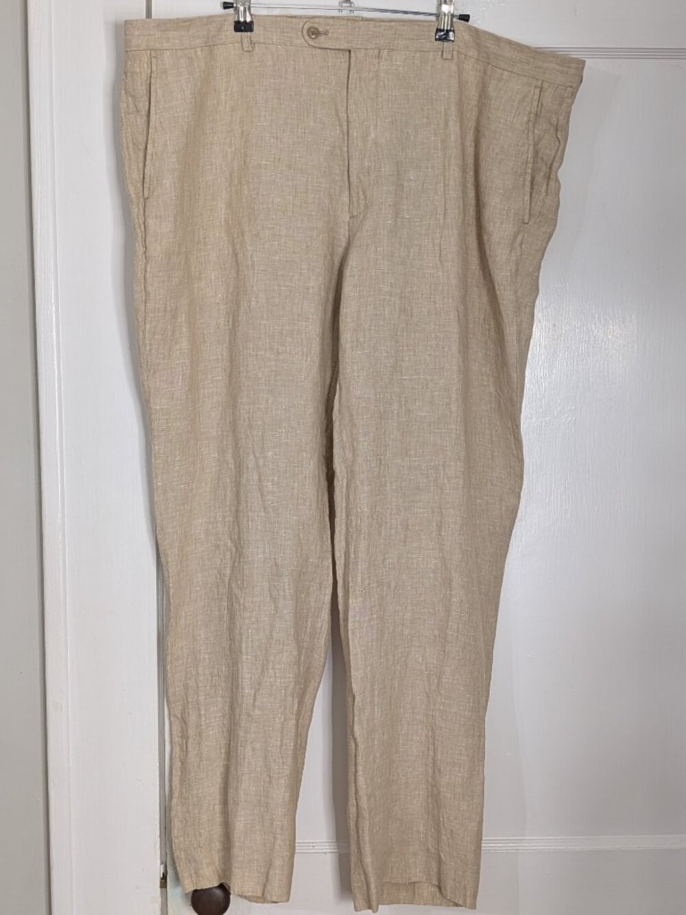 Joseph Abboud 100% Linen Men's Beige Khaki Dress Pants 42x32 Summer Lightweight